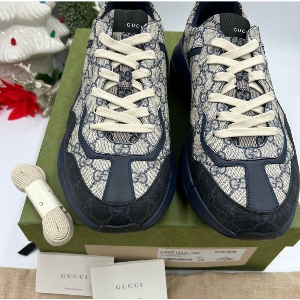Gucci men's Rython GG Supreme monogram trainers size 12.5 made in Italy - Picture 4 of 12
